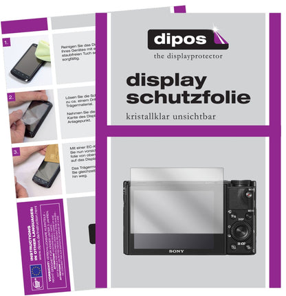 SonyDSC-RX100 V mit aufgebrachter dipos Displayschutzfolie, glasklare Darstellung ohne Einschränkungen