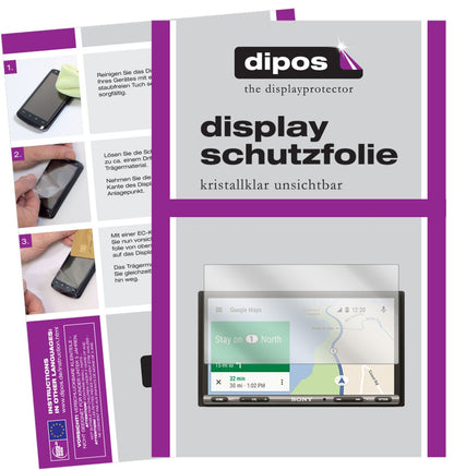 SonyXAV-AX3005 Auto-Radio mit aufgebrachter dipos Displayschutzfolie, glasklare Darstellung ohne Einschränkungen