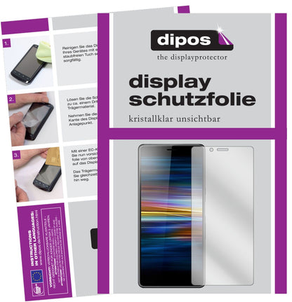 SonyXperia L3 mit aufgebrachter dipos Displayschutzfolie, glasklare Darstellung ohne Einschränkungen