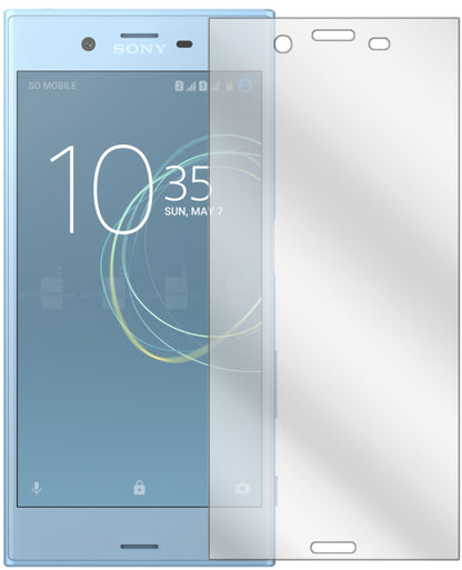 SonyXperia XZs mit aufgebrachter dipos Displayschutzfolie, glasklare Darstellung ohne Einschränkungen