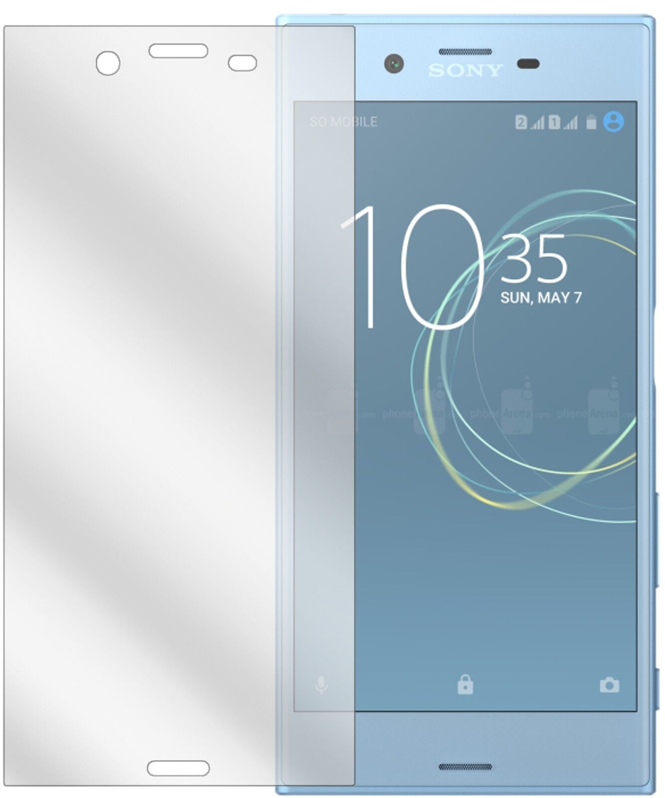 SonyXperia XZs mit aufgebrachter dipos Displayschutzfolie, glasklare Darstellung ohne Einschränkungen