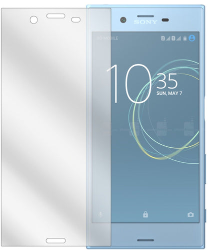 SonyXperia XZs mit aufgebrachter dipos Displayschutzfolie, glasklare Darstellung ohne Einschränkungen