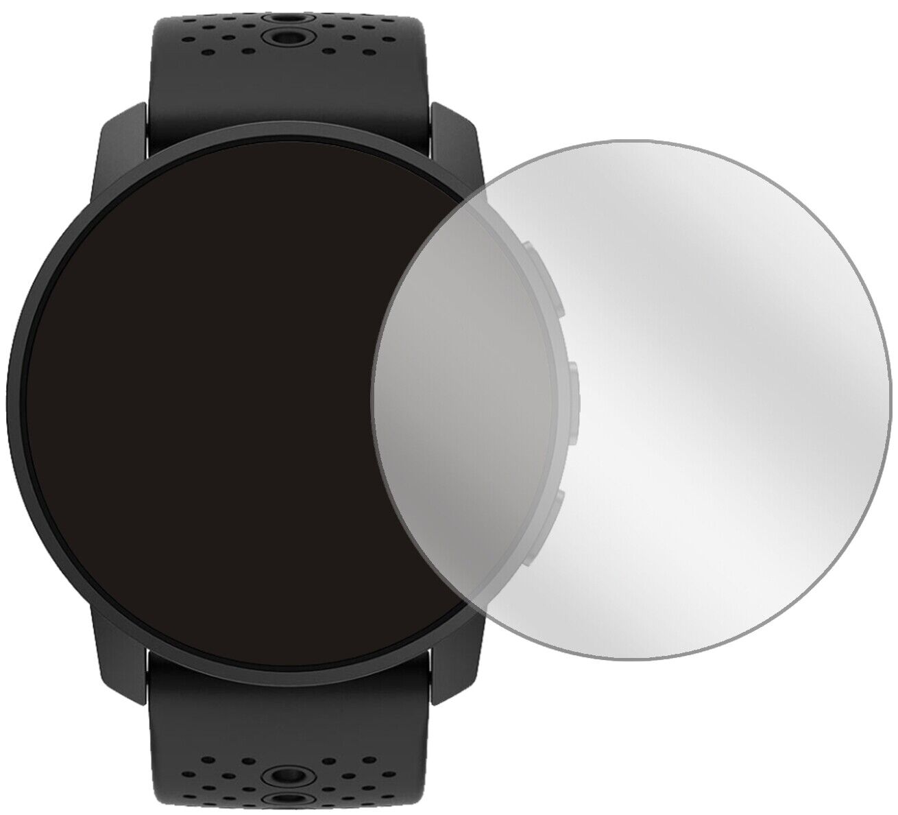 Suunto9 Peak mit aufgebrachter dipos Displayschutzfolie, glasklare Darstellung ohne Einschränkungen