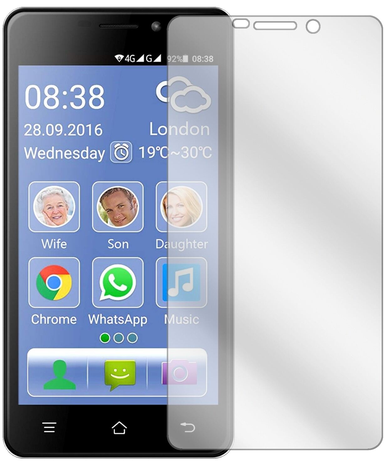 SwiteleSmart M2 mit aufgebrachter dipos Displayschutzfolie, glasklare Darstellung ohne Einschränkungen