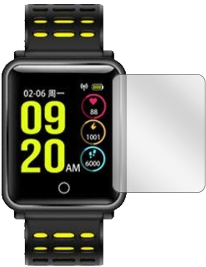 TagoBeeTB06 Smartwatch mit aufgebrachter dipos Displayschutzfolie, glasklare Darstellung ohne Einschränkungen