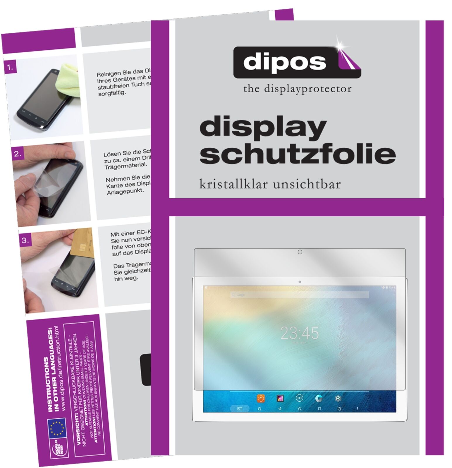 TeclastP10 10.1 Zoll mit aufgebrachter dipos Displayschutzfolie, glasklare Darstellung ohne Einschränkungen