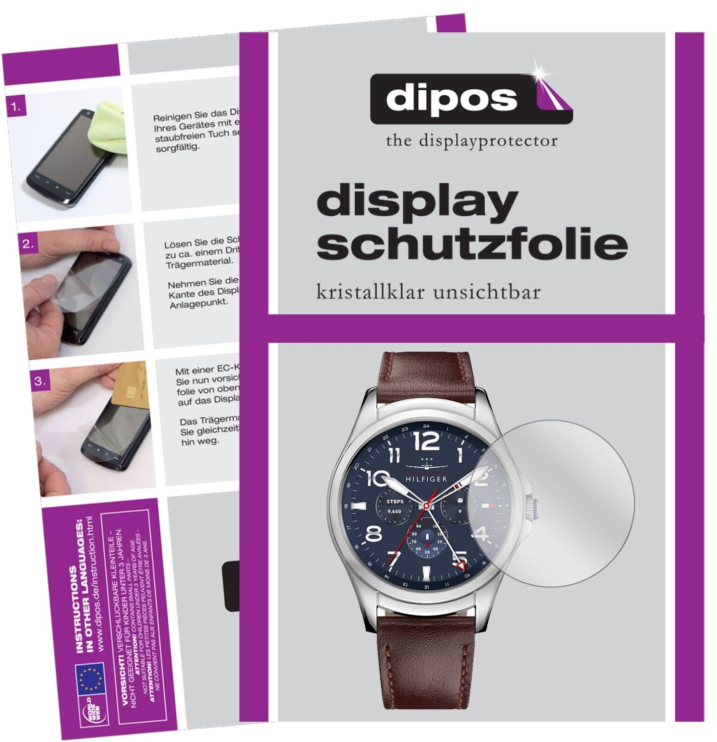 TommyHilfiger TH24/7 You mit aufgebrachter dipos Displayschutzfolie, glasklare Darstellung ohne Einschränkungen