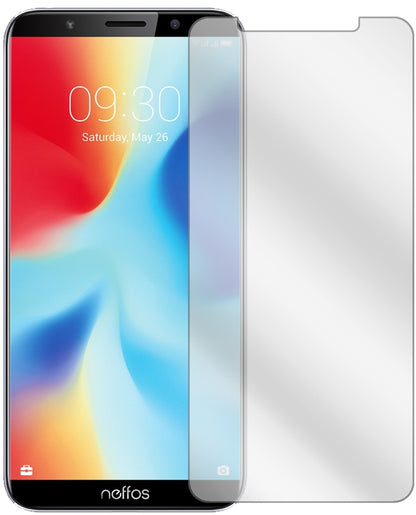 TP-LinkNeffos C9A mit aufgebrachter dipos Displayschutzfolie, glasklare Darstellung ohne Einschränkungen