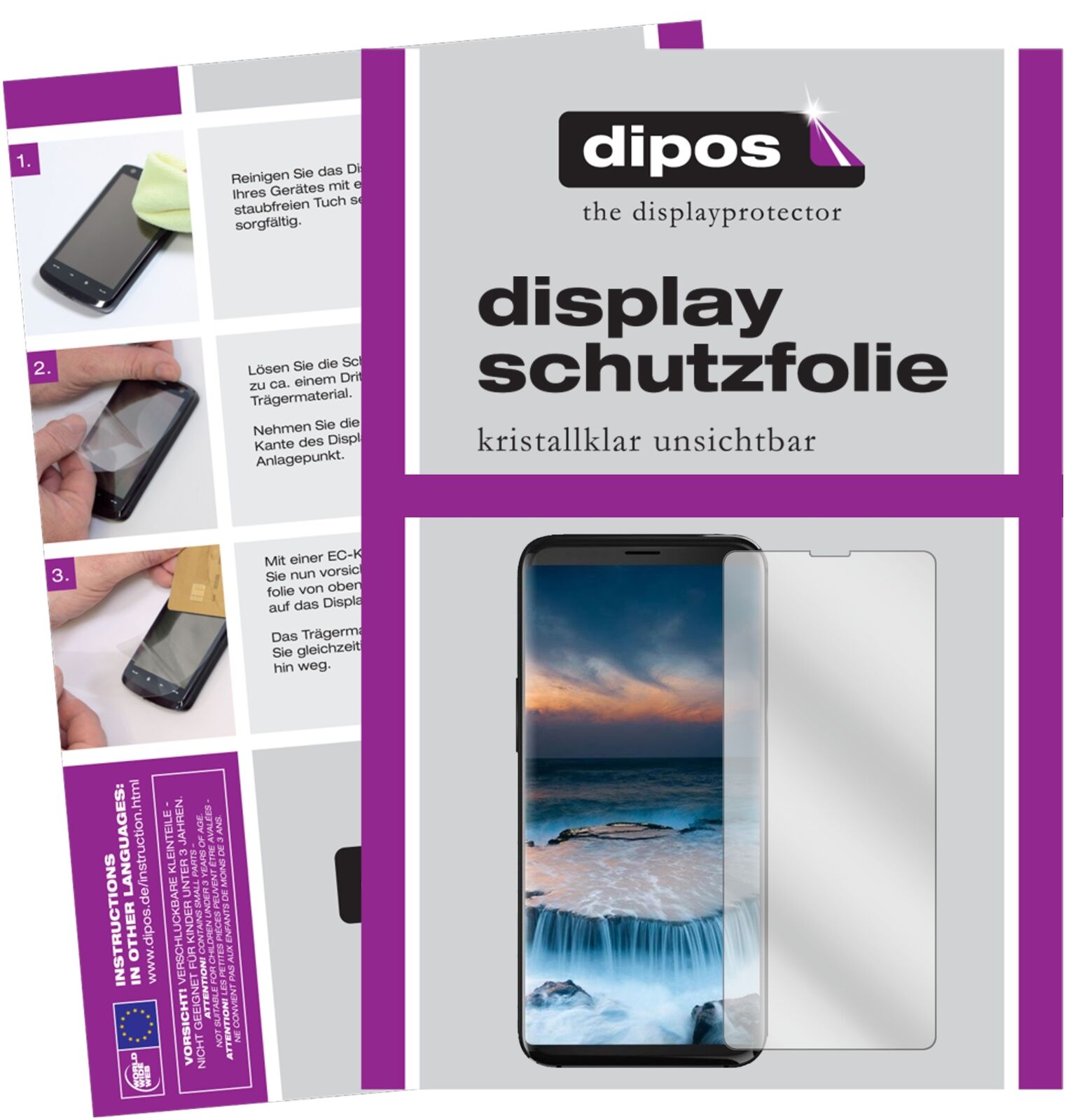 Uhansi8 Pro mit aufgebrachter dipos Displayschutzfolie, glasklare Darstellung ohne Einschränkungen