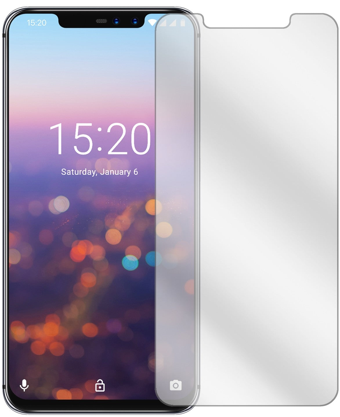 UmidigiZ2 mit aufgebrachter dipos Displayschutzfolie, glasklare Darstellung ohne Einschränkungen