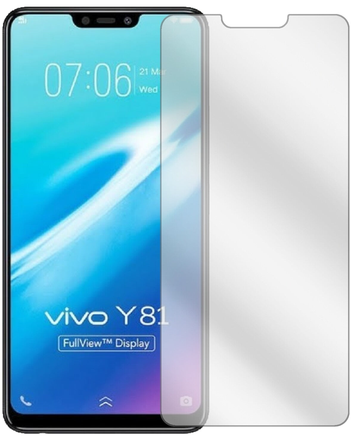 VivoY81 mit aufgebrachter dipos Displayschutzfolie, glasklare Darstellung ohne Einschränkungen