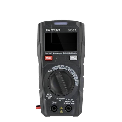VoltcraftVC191 mit aufgebrachter dipos Displayschutzfolie, glasklare Darstellung ohne Einschränkungen