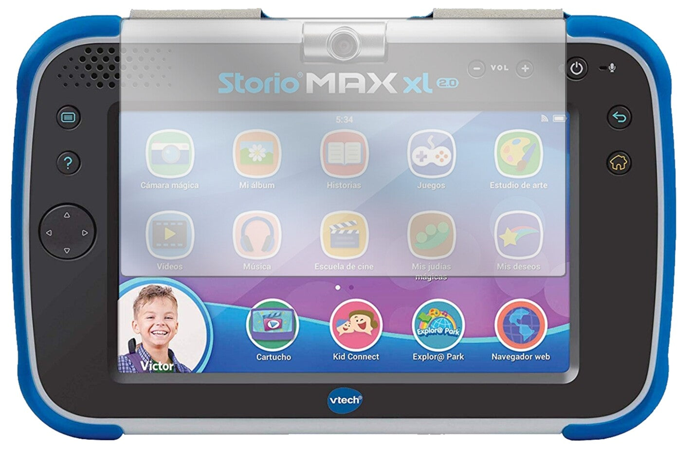 VtechStorio Max XL 2.0 mit aufgebrachter dipos Displayschutzfolie, glasklare Darstellung ohne Einschränkungen