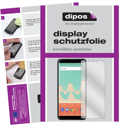 WikoView Go mit aufgebrachter dipos Displayschutzfolie, glasklare Darstellung ohne Einschränkungen
