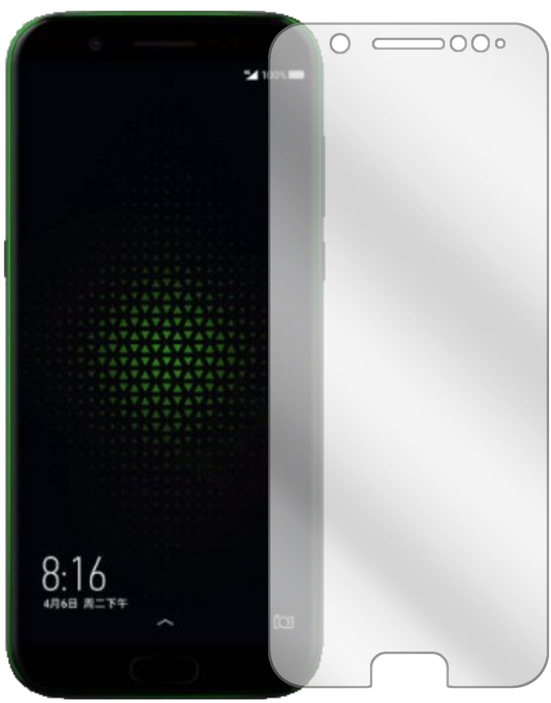 XiaomiBlack Shark mit aufgebrachter dipos Displayschutzfolie, glasklare Darstellung ohne Einschränkungen