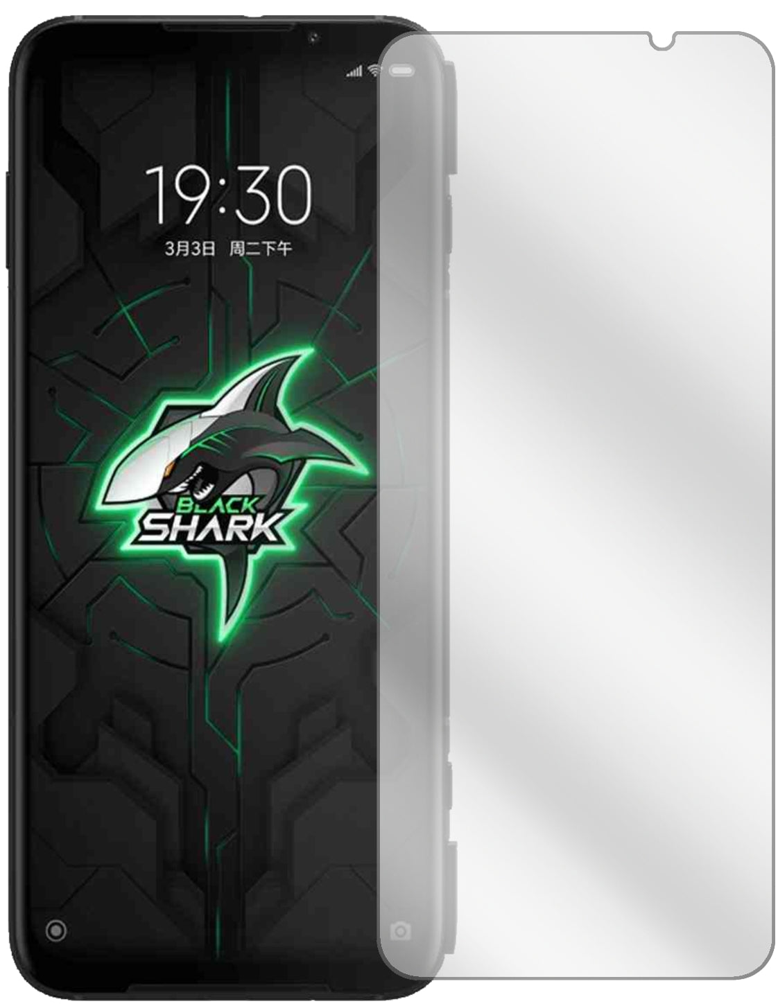 XiaomiBlack Shark 3 5G mit aufgebrachter dipos Displayschutzfolie, glasklare Darstellung ohne Einschränkungen