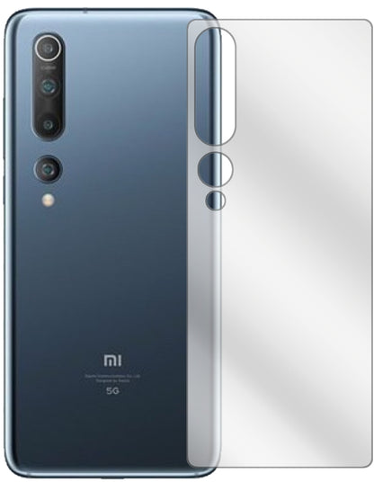 XiaomiMi 10 Pro Rückseite mit aufgebrachter dipos Displayschutzfolie, glasklare Darstellung ohne Einschränkungen