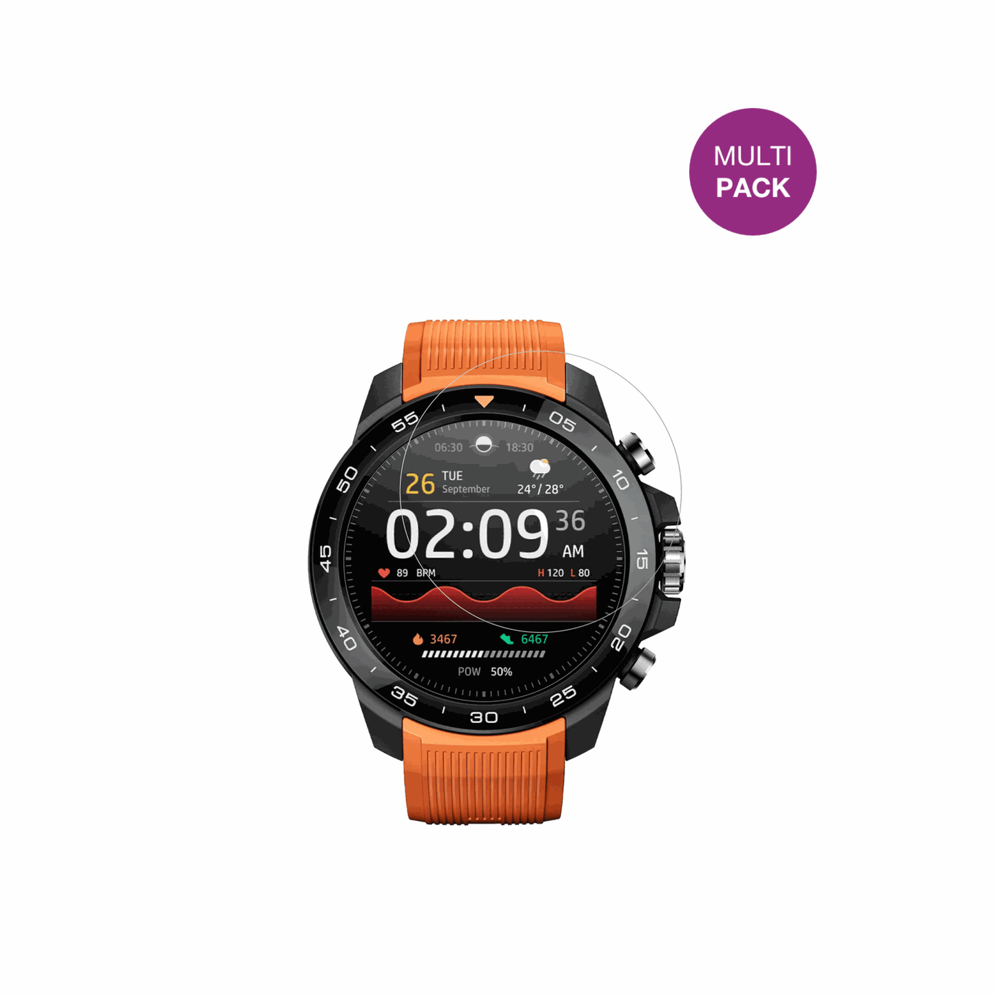 XiaomiMibro GS Explorer S mit aufgebrachter dipos Displayschutzfolie, glasklare Darstellung ohne Einschr�nkungen