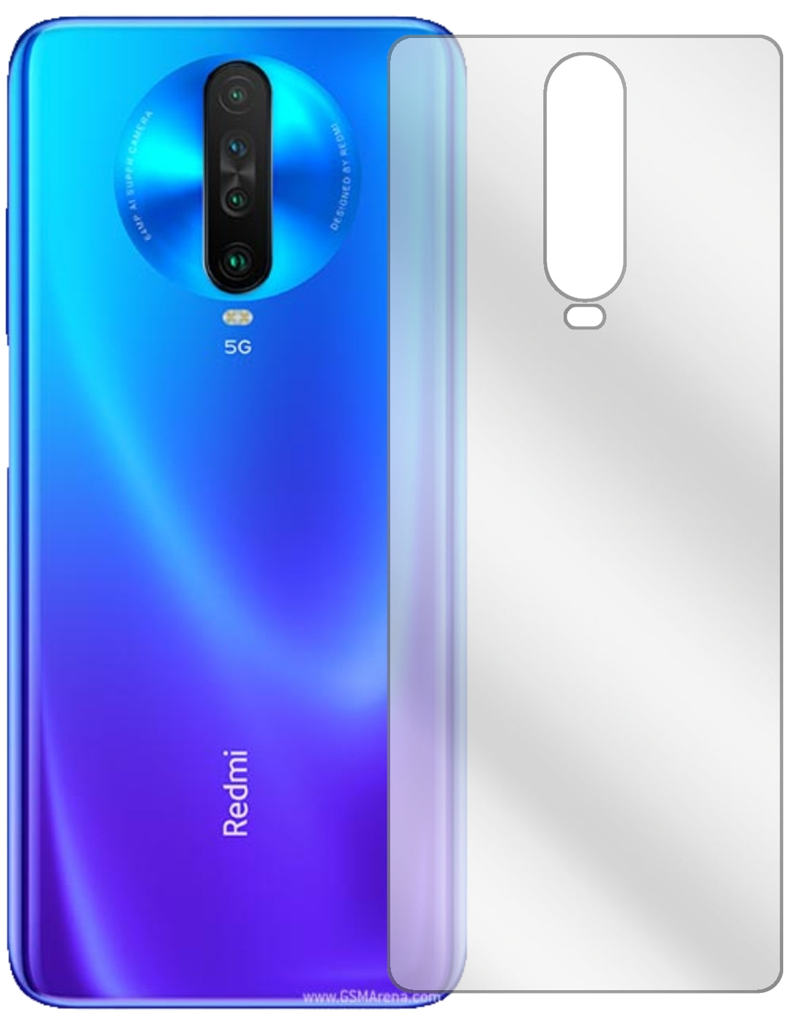 XiaomiPOCO X2 Rückseite mit aufgebrachter dipos Displayschutzfolie, glasklare Darstellung ohne Einschränkungen
