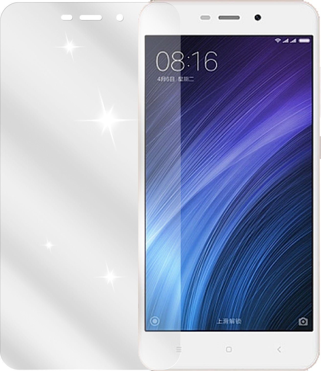 XiaomiRedmi 4 Prime mit aufgebrachter dipos Displayschutzfolie, glasklare Darstellung ohne Einschränkungen