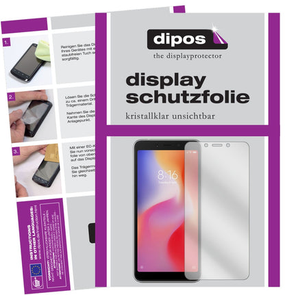 XiaomiRedmi 6A mit aufgebrachter dipos Displayschutzfolie, glasklare Darstellung ohne Einschränkungen