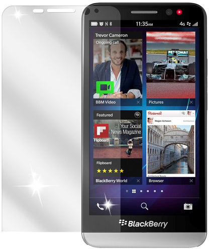 Z30Blackberry mit aufgebrachter dipos Displayschutzfolie, glasklare Darstellung ohne Einschränkungen