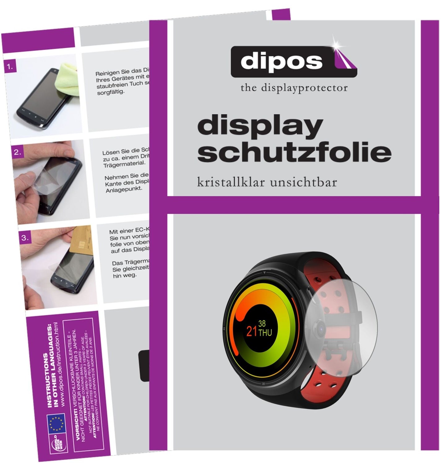 ZeblazeThor mit aufgebrachter dipos Displayschutzfolie, glasklare Darstellung ohne Einschränkungen