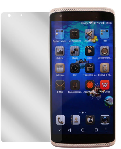 ZTEAxon Mini Premium Edition mit aufgebrachter dipos Displayschutzfolie, glasklare Darstellung ohne Einschränkungen