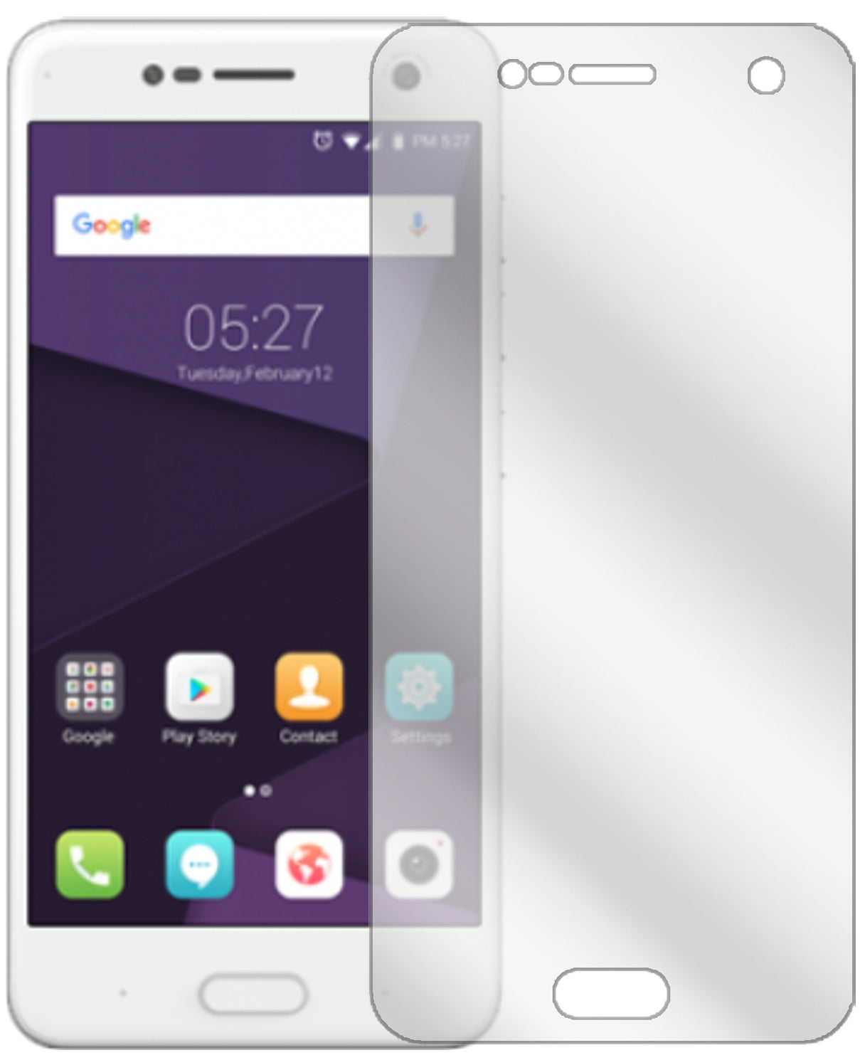 ZTEBlade V8 mit aufgebrachter dipos Displayschutzfolie, glasklare Darstellung ohne Einschränkungen