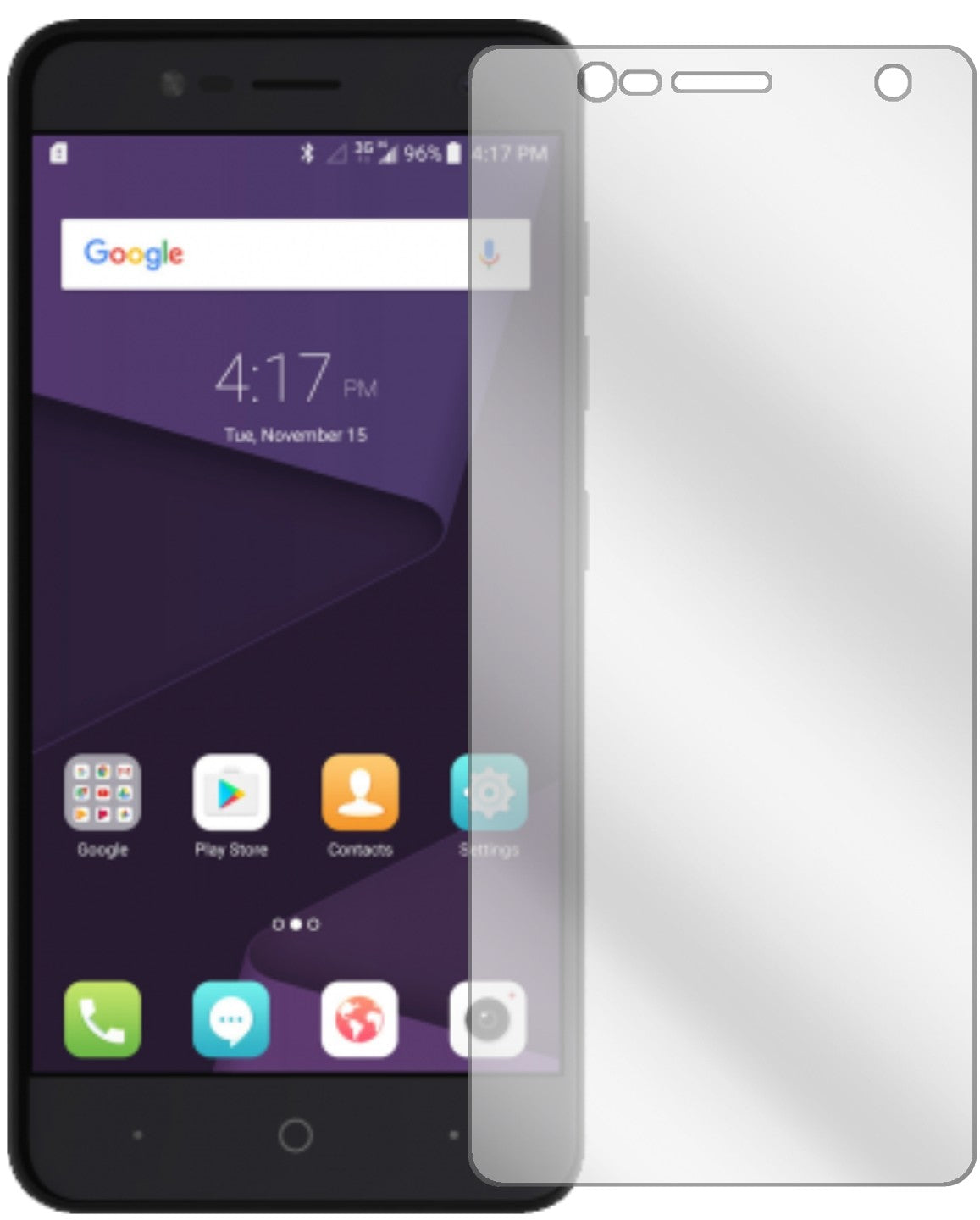 ZTEBlade V8 Mini mit aufgebrachter dipos Displayschutzfolie, glasklare Darstellung ohne Einschränkungen