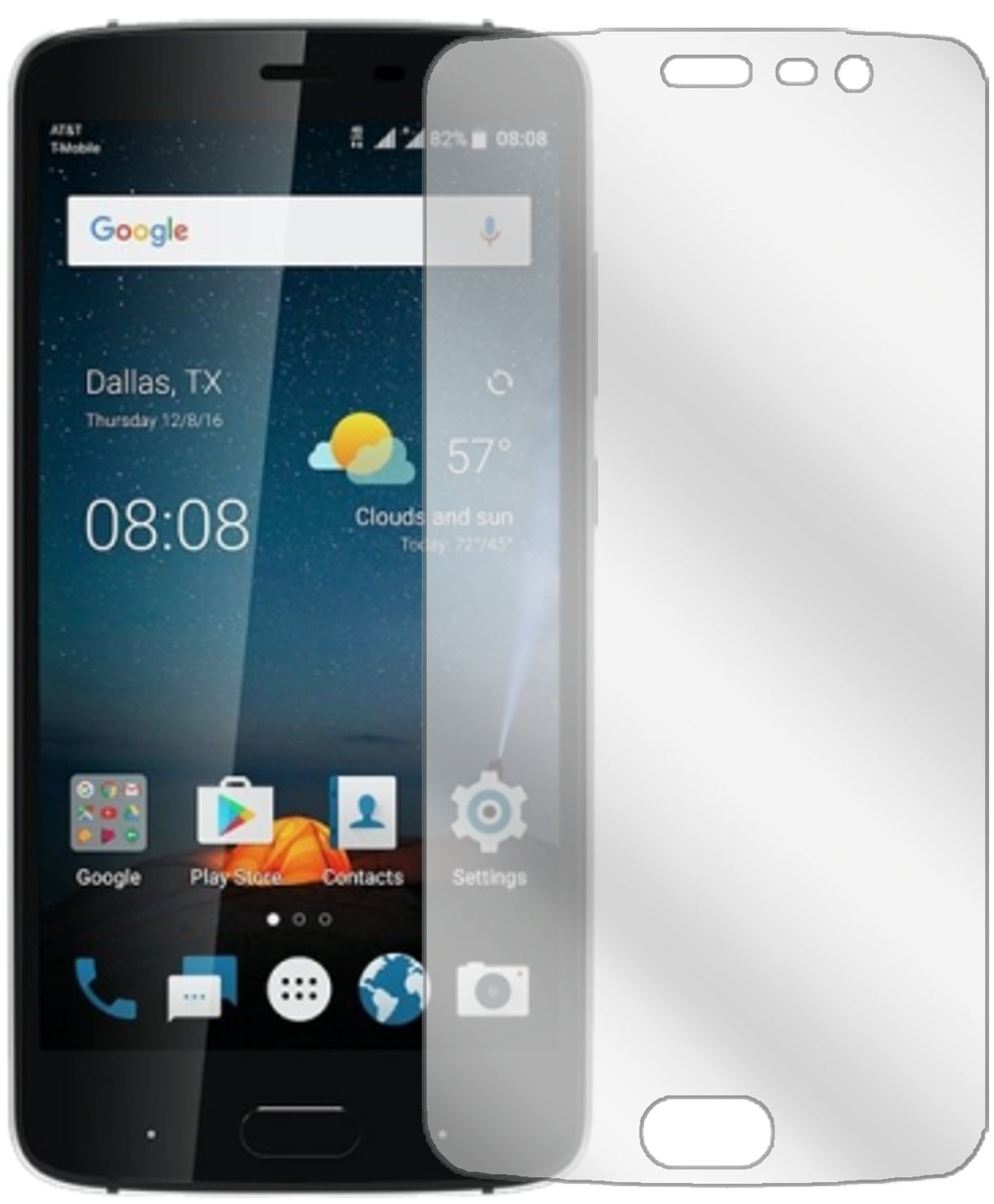 ZTEBlade V8 Pro mit aufgebrachter dipos Displayschutzfolie, glasklare Darstellung ohne Einschränkungen