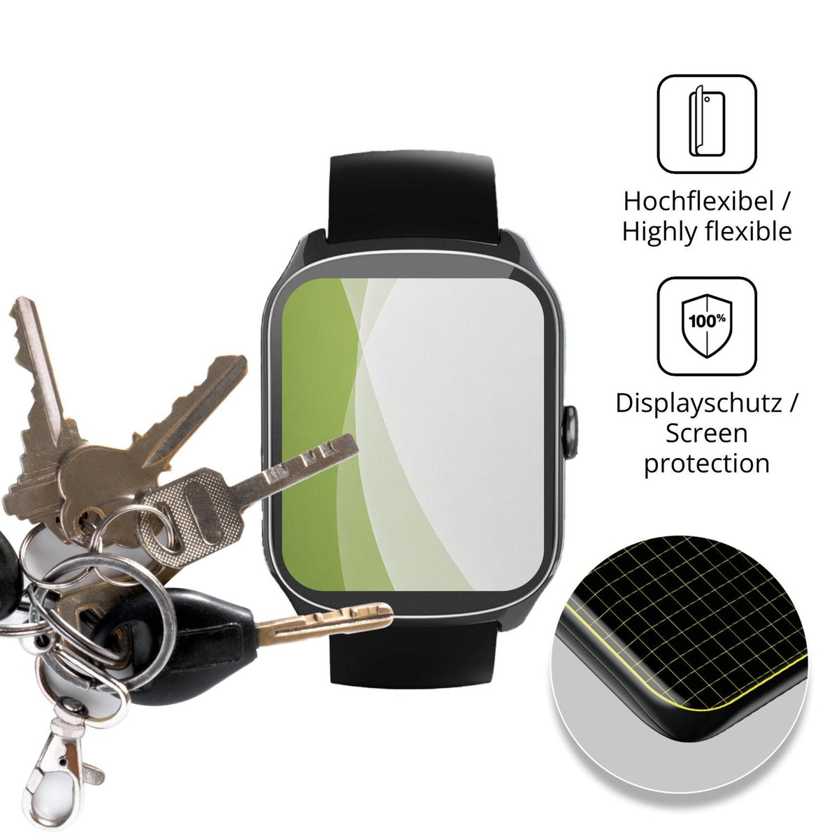dipos Displayschutz für Csasan S68, transparente Oberfläche, perfekte Passform auch für die Rundungen