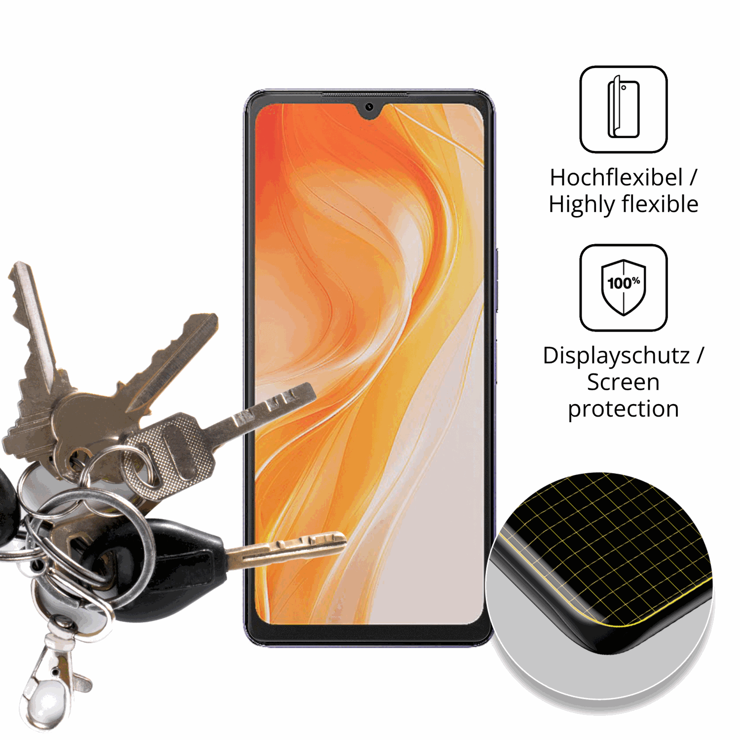 dipos Displayschutz für Cubot P90, transparente Oberfläche, perfekte Passform auch für die Rundungen