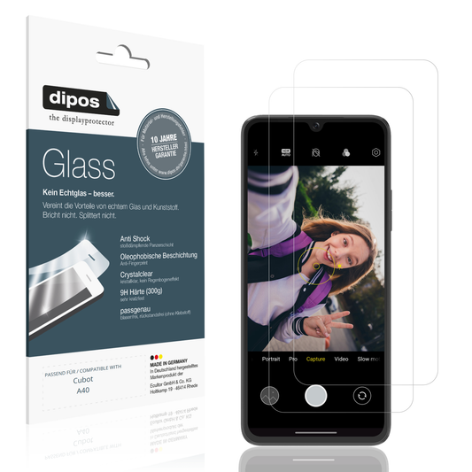 Klare Displayschutzfolie von dipos passend für Cubot A40, 9H kratzfest und blasenfrei montiert