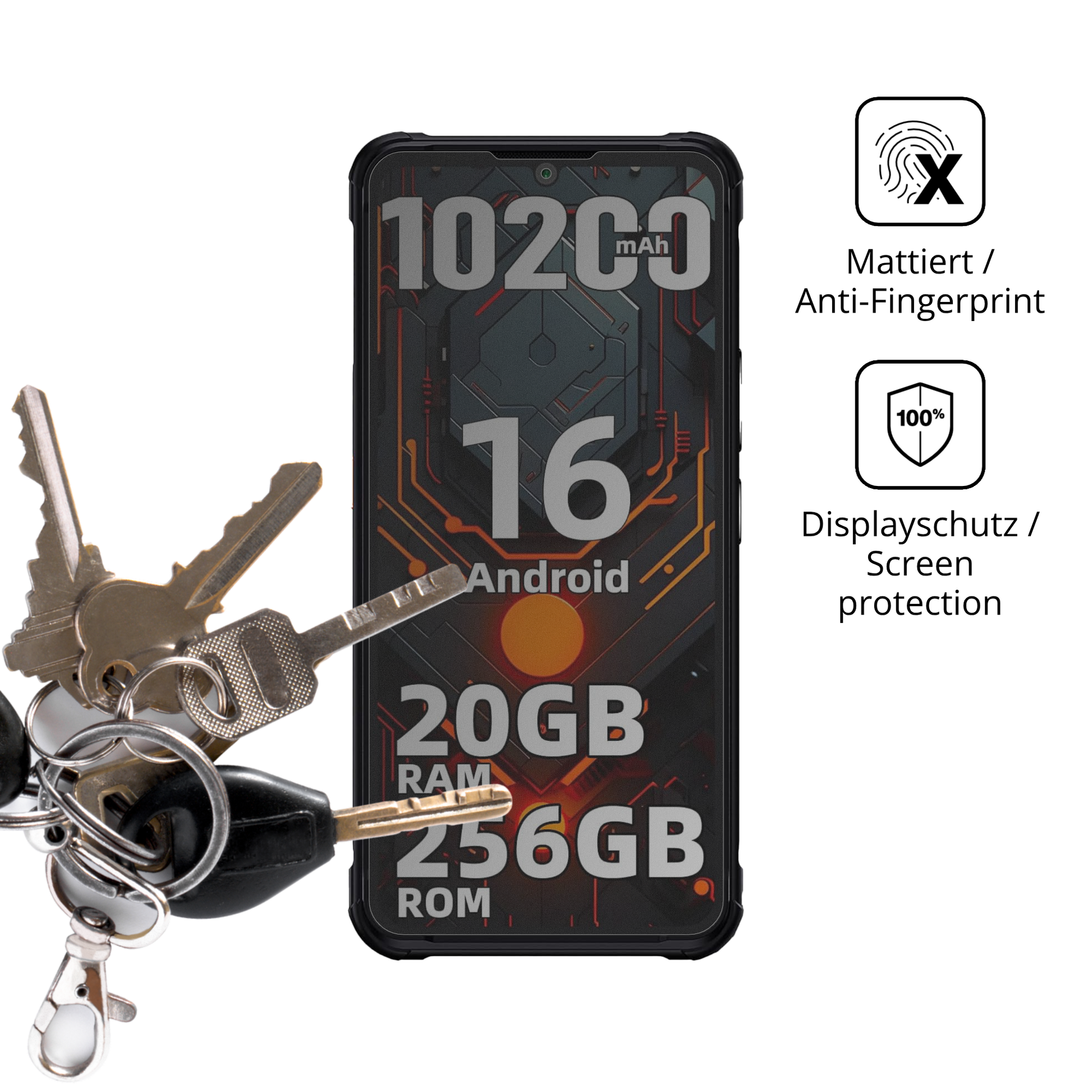 dipos Displayschutz für CUBOT Kingkong ACE 5, mattierte Oberfläche, Blickschutzfilter und perfekter Passform