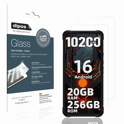 Klare Displayschutzfolie von dipos passend für CUBOT Kingkong ACE 5, 9H kratzfest und blasenfrei montiert