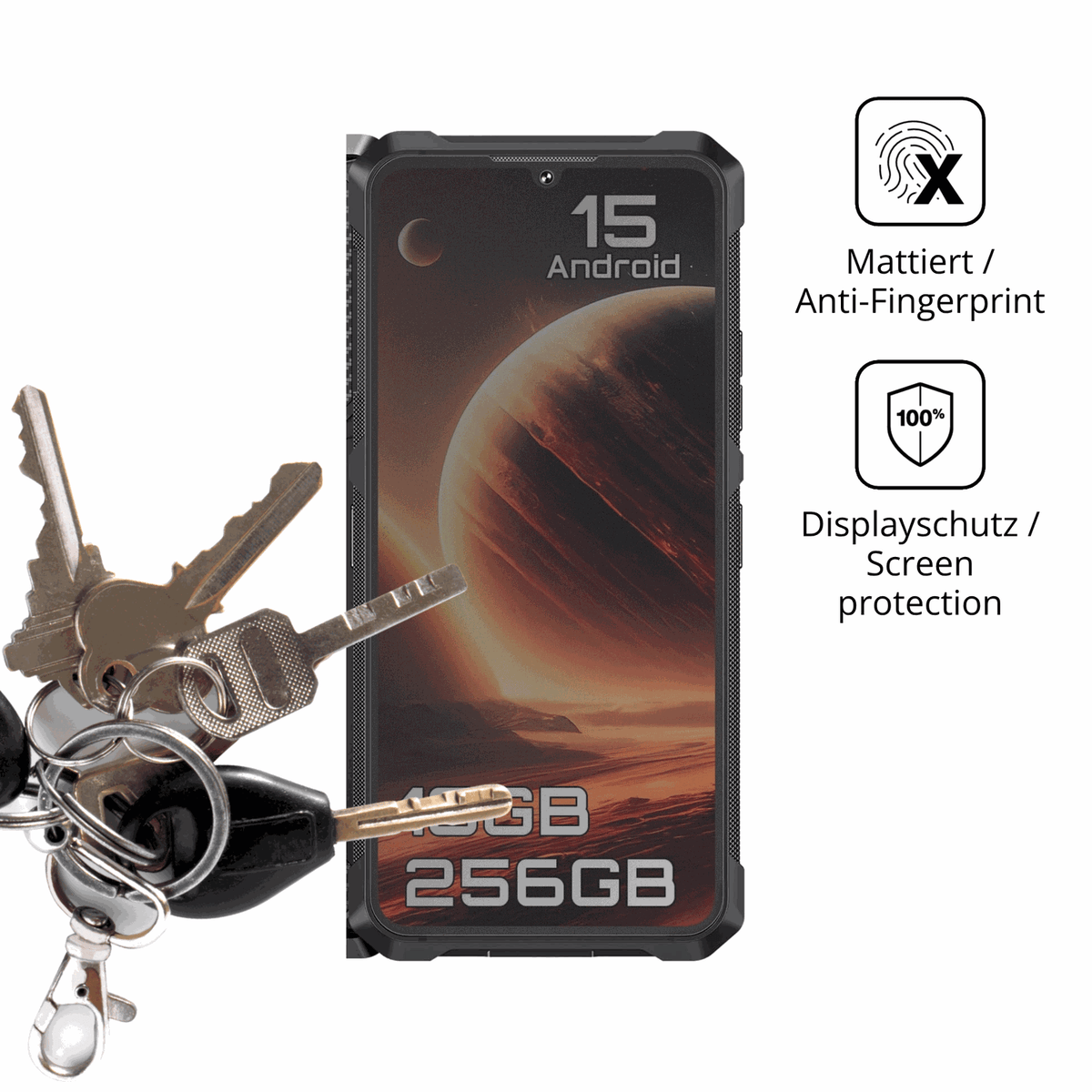 dipos Displayschutz für CUBOT Kingkong ES 3, mattierte Oberfläche, Blickschutzfilter und perfekter Passform