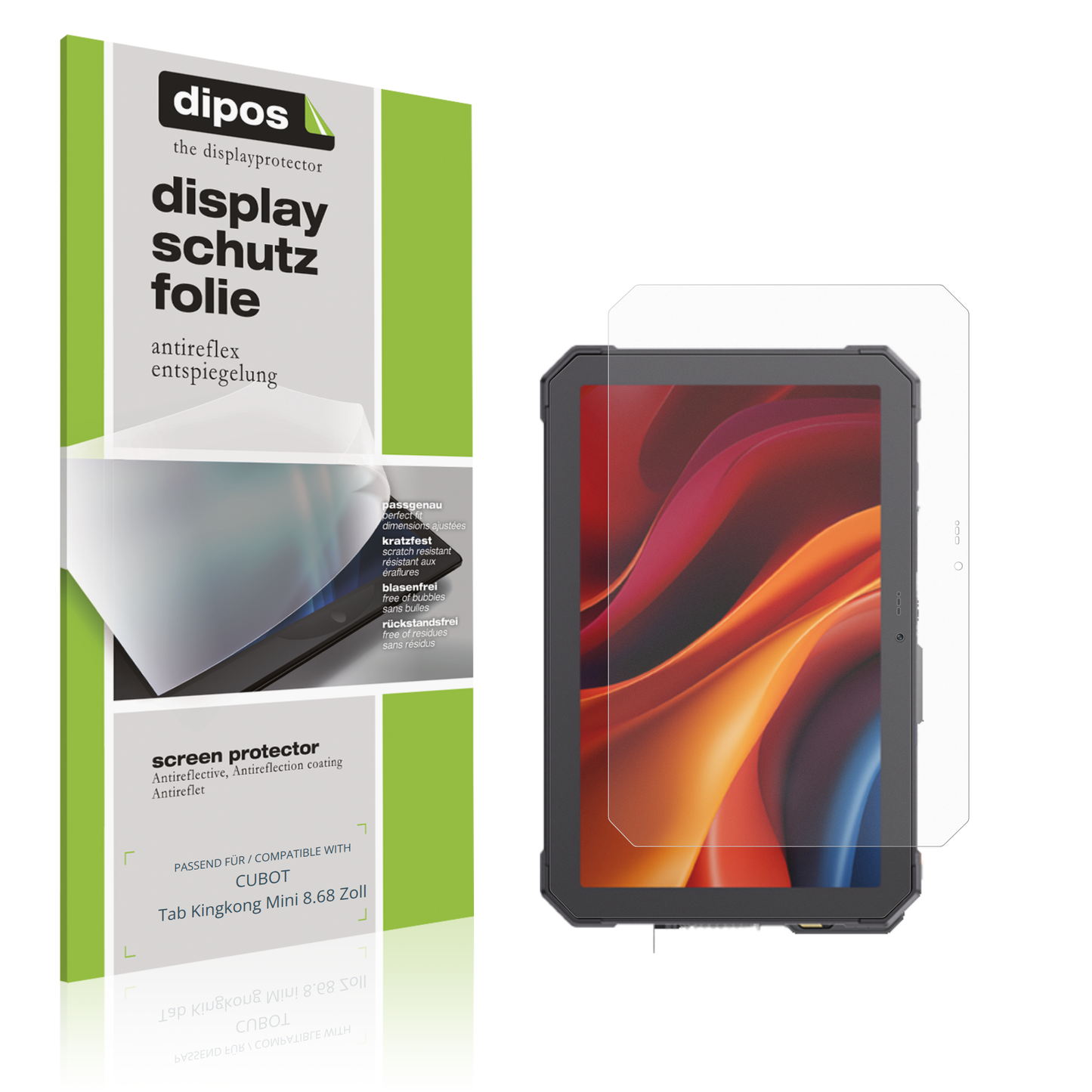 Matte Displayschutzfolie von dipos passend für CUBOT Tab Kingkong Mini 8.68 Zoll, präziser Zuschnitt und blasenfrei montiert