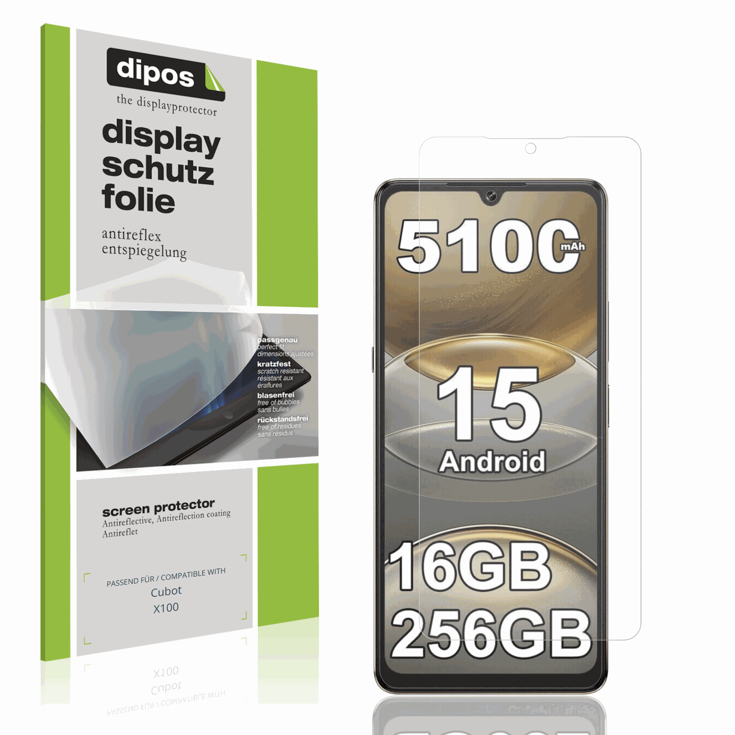Matte Displayschutzfolie von dipos passend für cubotx100, präziser Zuschnitt und blasenfrei montiert