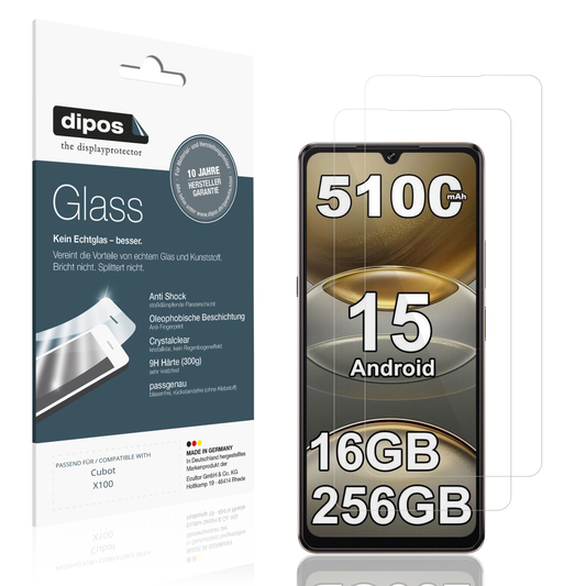 Klare Displayschutzfolie von dipos passend für cubotx100, 9H kratzfest und blasenfrei montiert