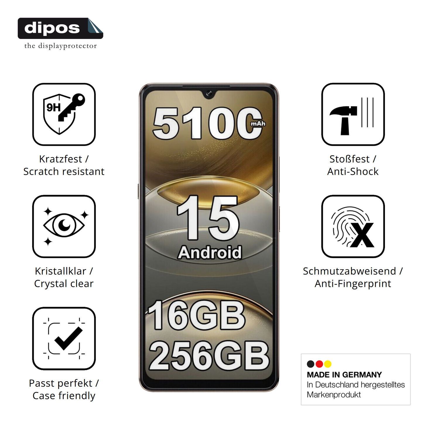 Displayschutz hergestellt in Deutschland, höchste Qualität made in Germany