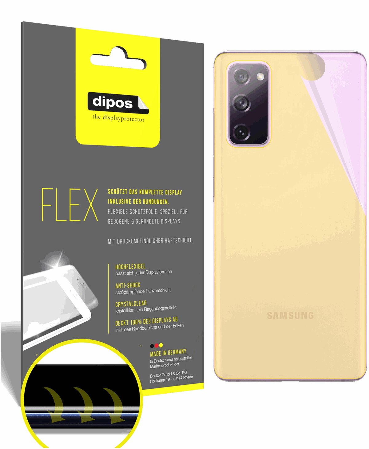 3x 3D Full Cover Schutzfolie für Samsung Galaxy S20 FE Rückseite