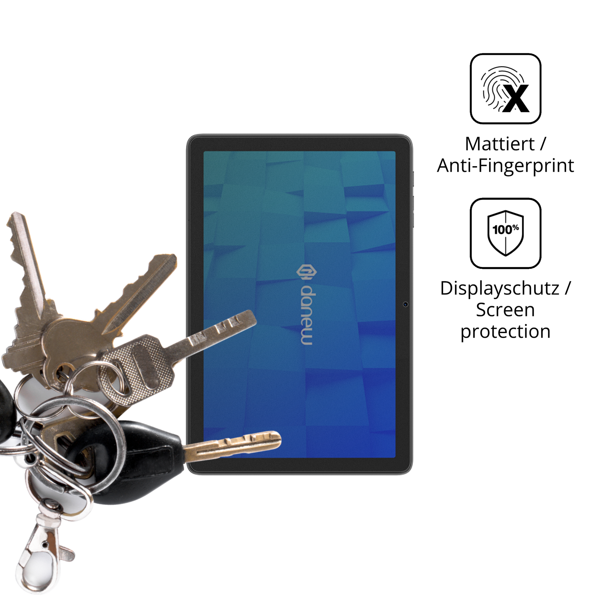 dipos Displayschutz für Danew DSlide 115, mattierte Oberfläche, Blickschutzfilter und perfekter Passform