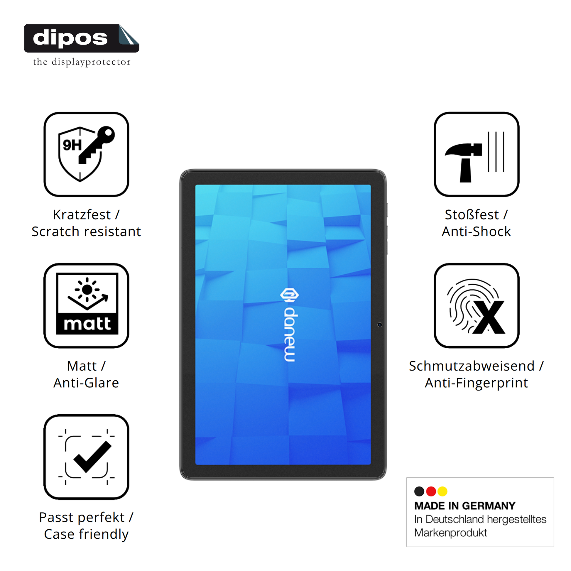 Displayschutz hergestellt in Deutschland, höchste Qualität made in Germany