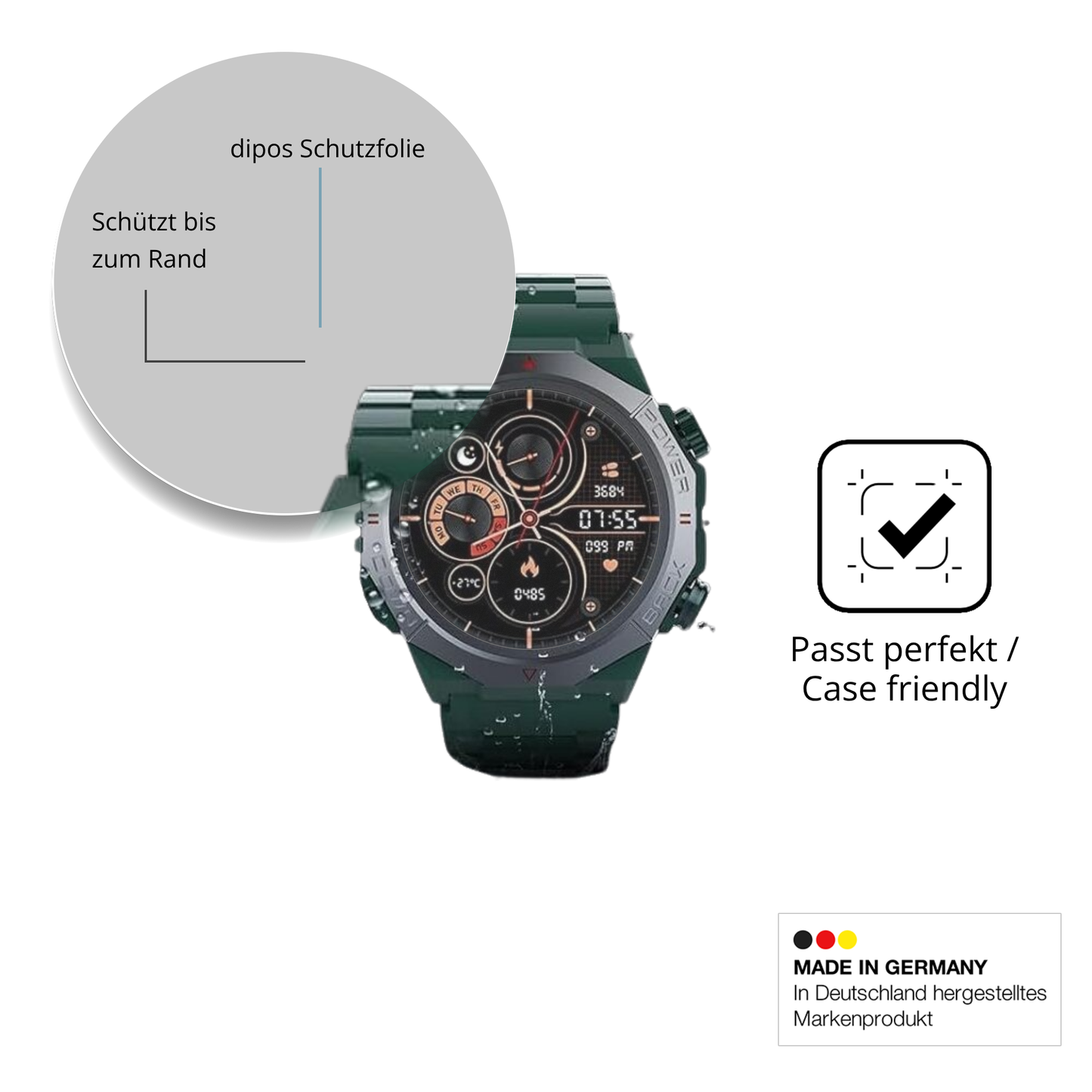 Schutzglasfolie mit optimaler Passform, zur Verwendung mit Hüllen geeignet