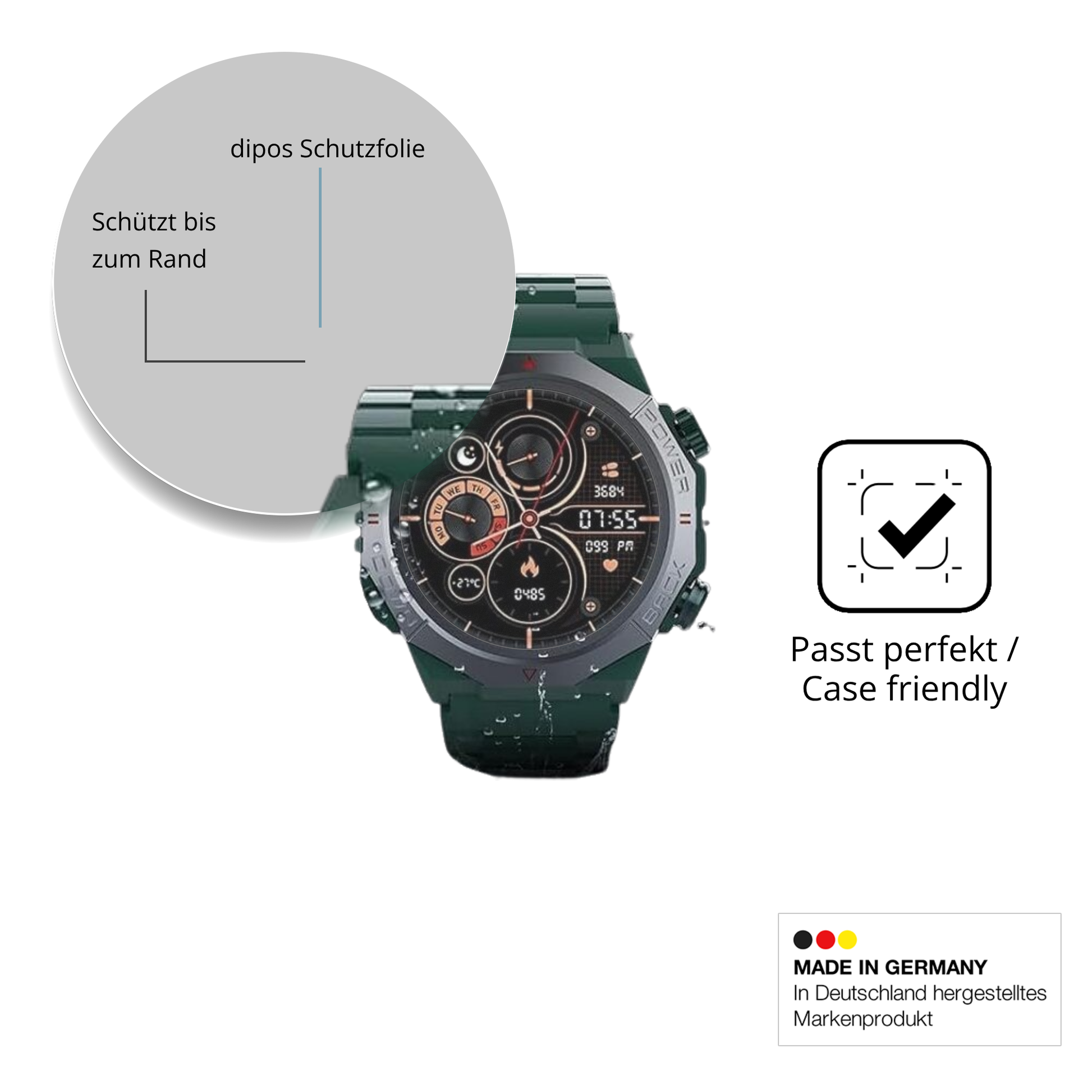 Schutzglasfolie mit optimaler Passform, zur Verwendung mit Hüllen geeignet