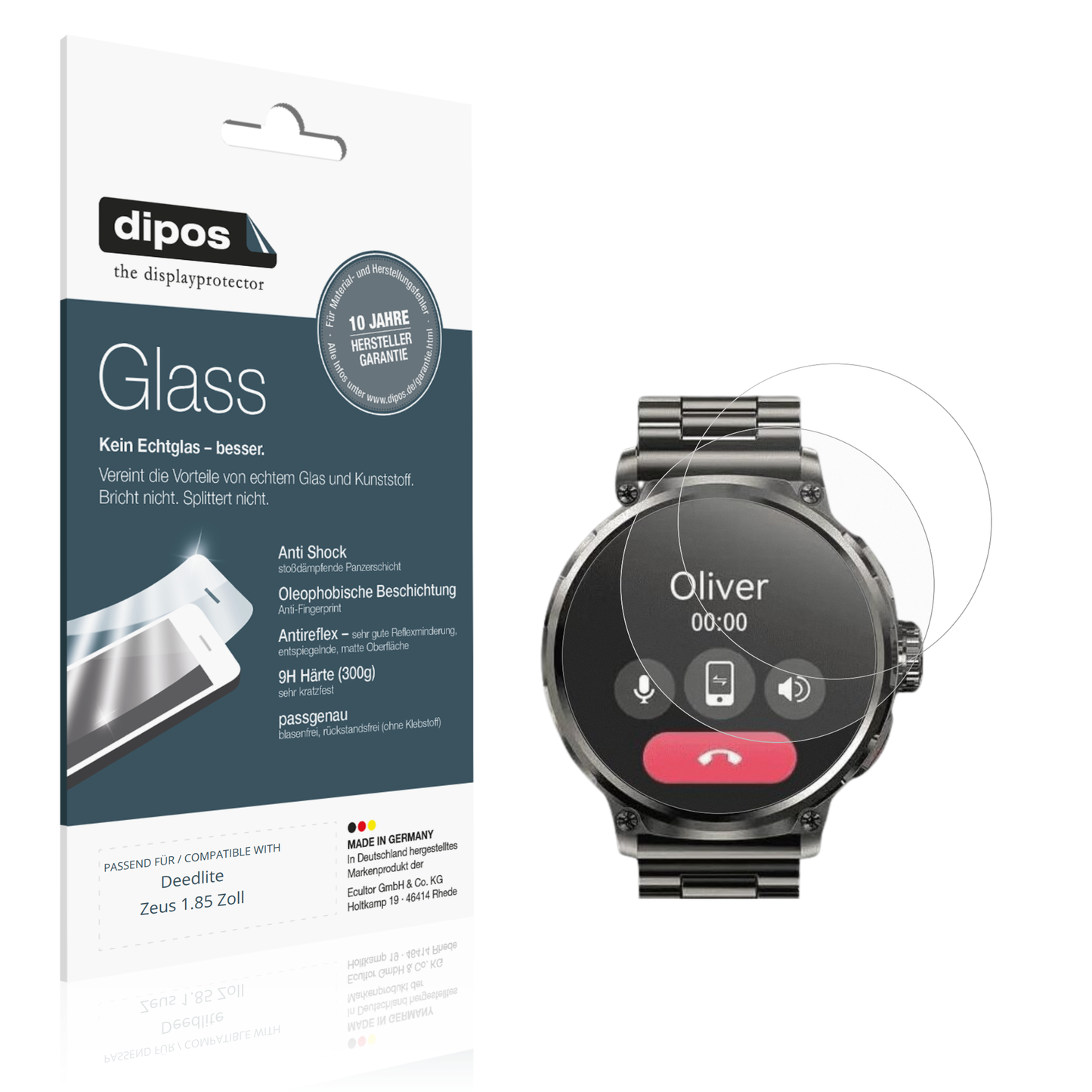 Matte Displayschutzfolie von dipos passend für Deedlite Zeus 1.85 Zoll, 9H kratzfest und blasenfrei montiert