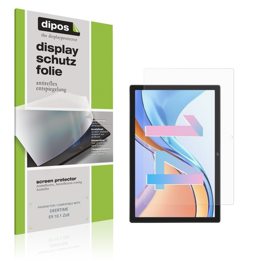 Matte Displayschutzfolie von dipos passend für DEERTiME E9 10.1 Zoll, präziser Zuschnitt und blasenfrei montiert