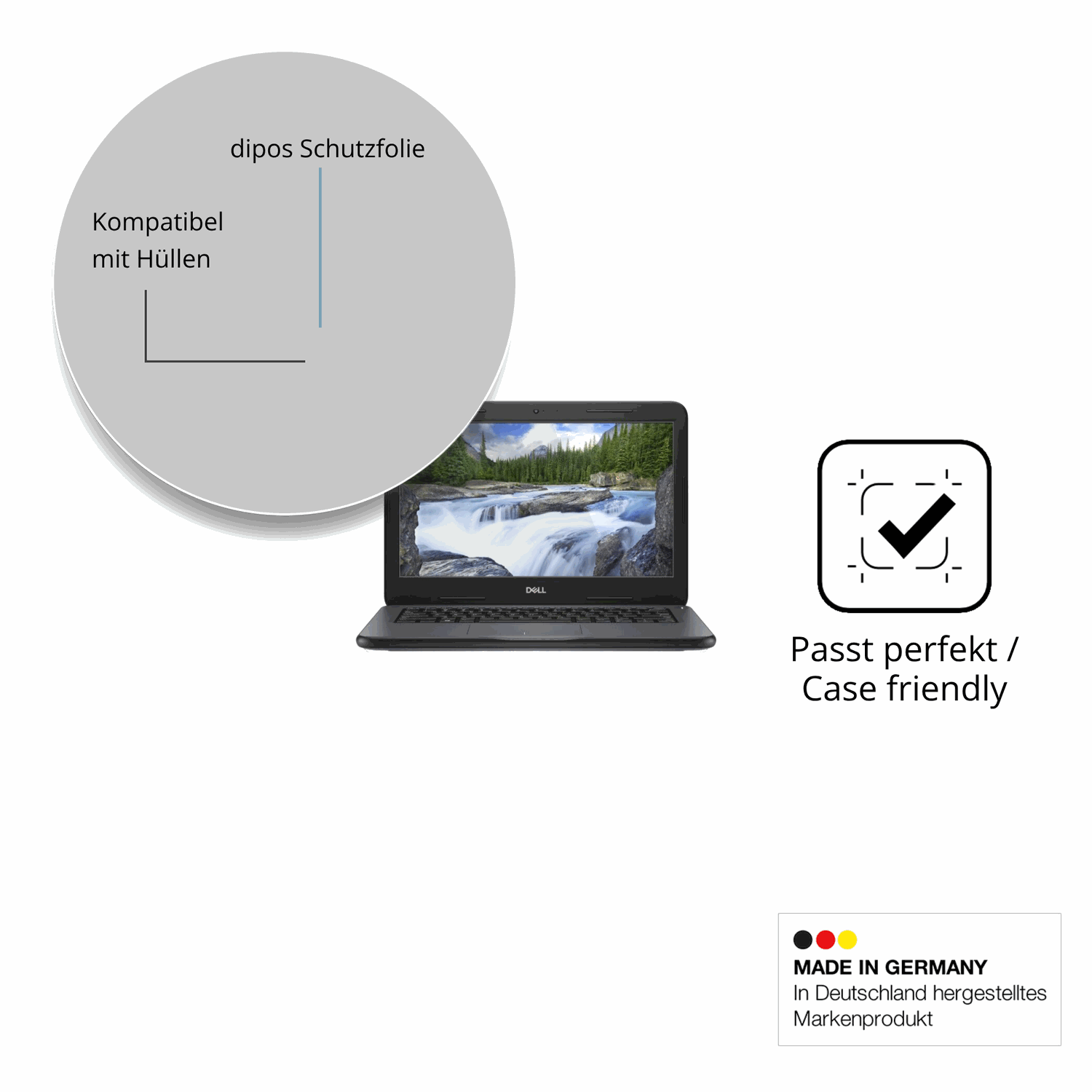 Schutzfolie mit optimaler Passform, zur Verwendung mit Hüllen geeignet