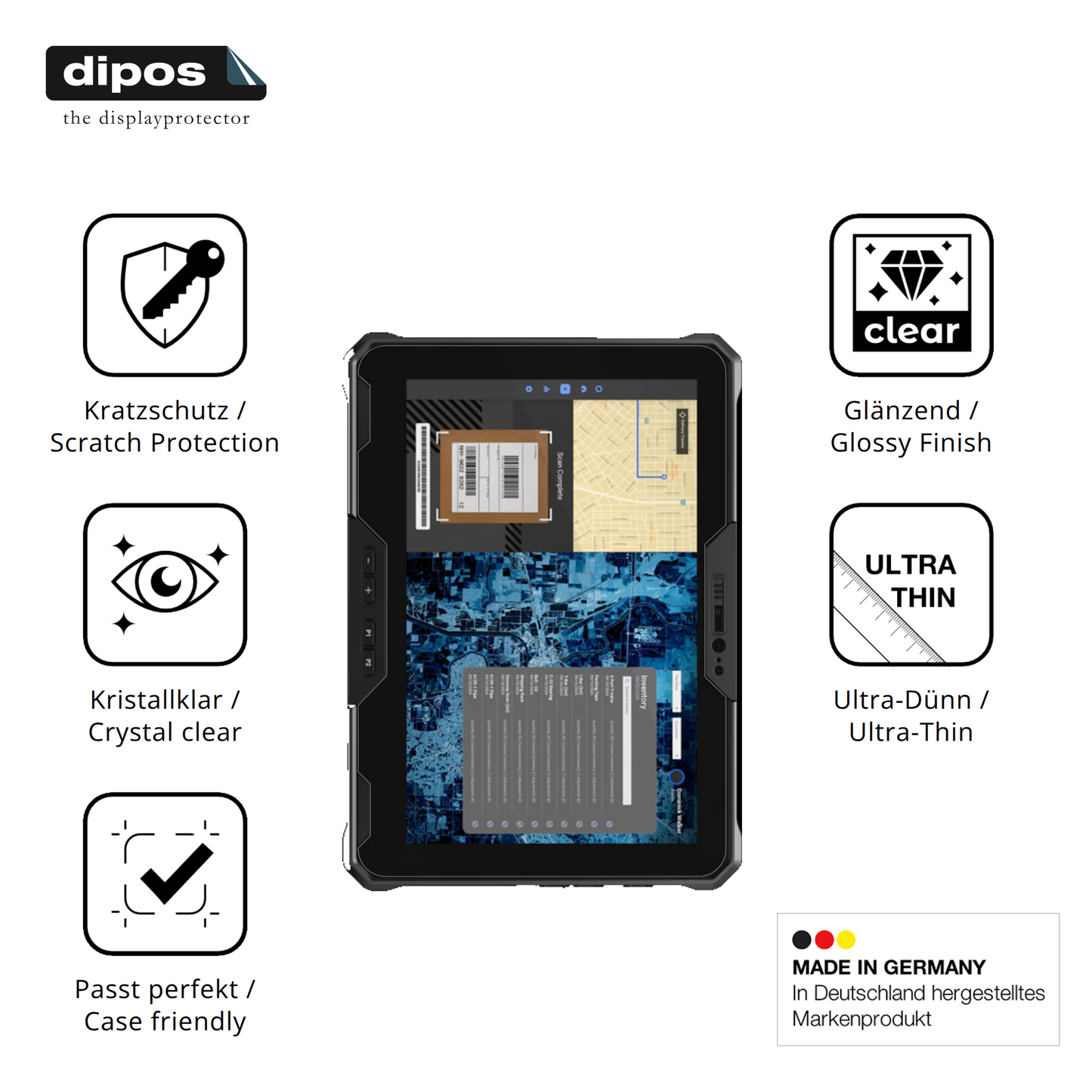 2x Schutzfolie klar für Dell Latitude 7030 Rugged Display-Schutzfolie